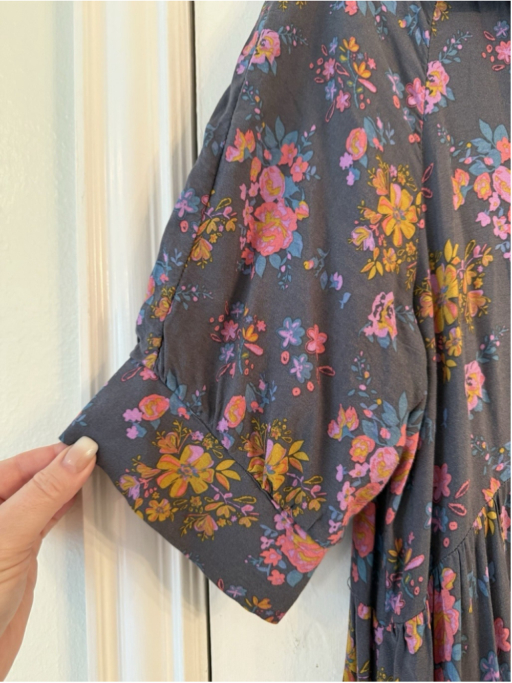 Natural Life Rebecca Floral Boho Midi Dress Sz L Peasant Cottagecore - Picture 6 of 15
